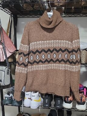 Olive & Oak Brown Fair Isle Turtleneck Sweater